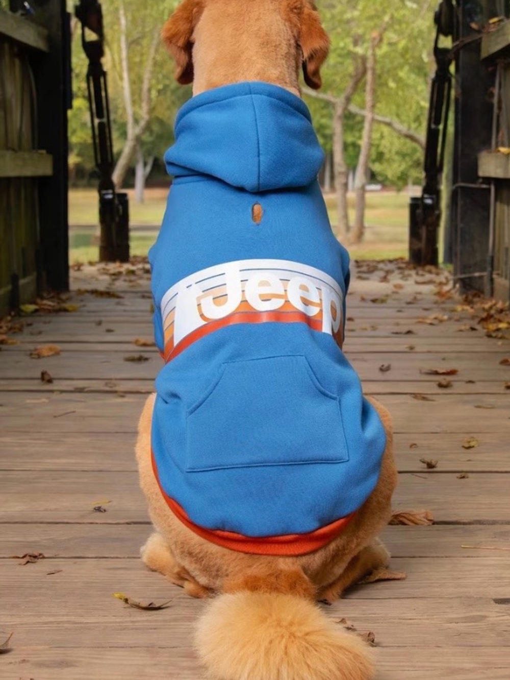 Jeep Vintage Logo Dog Hoodie In Blue Size Large